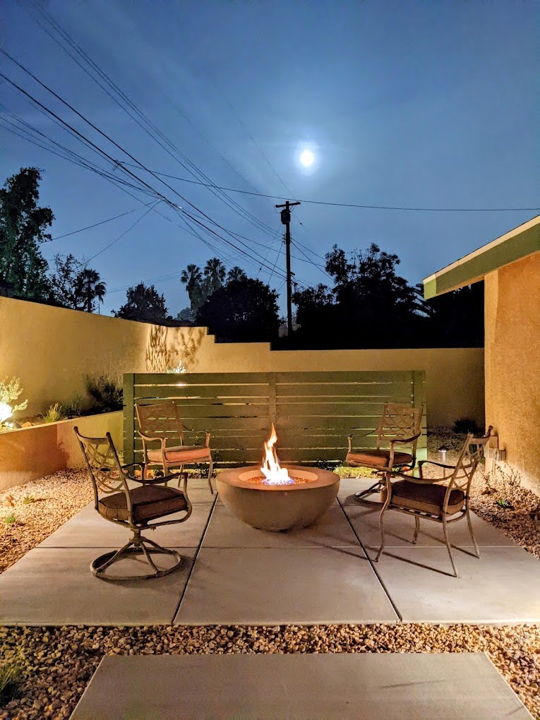 outdoor fire pit and chairs